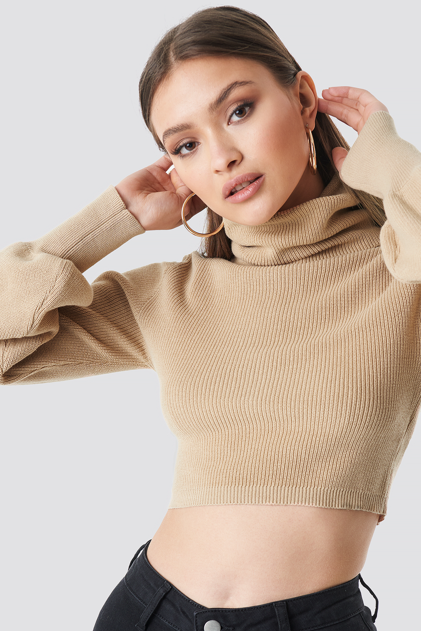 Knitted Cropped Polo Sweater NAKDLOUNGE.COM