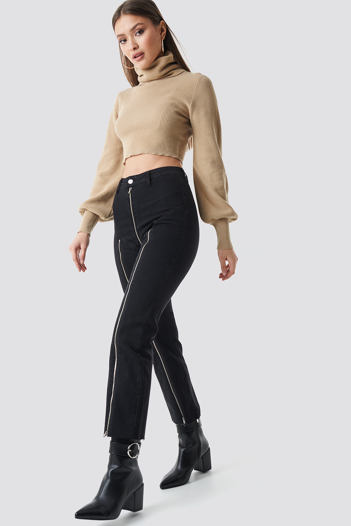 Knitted Cropped Polo Sweater NAKDLOUNGE.COM