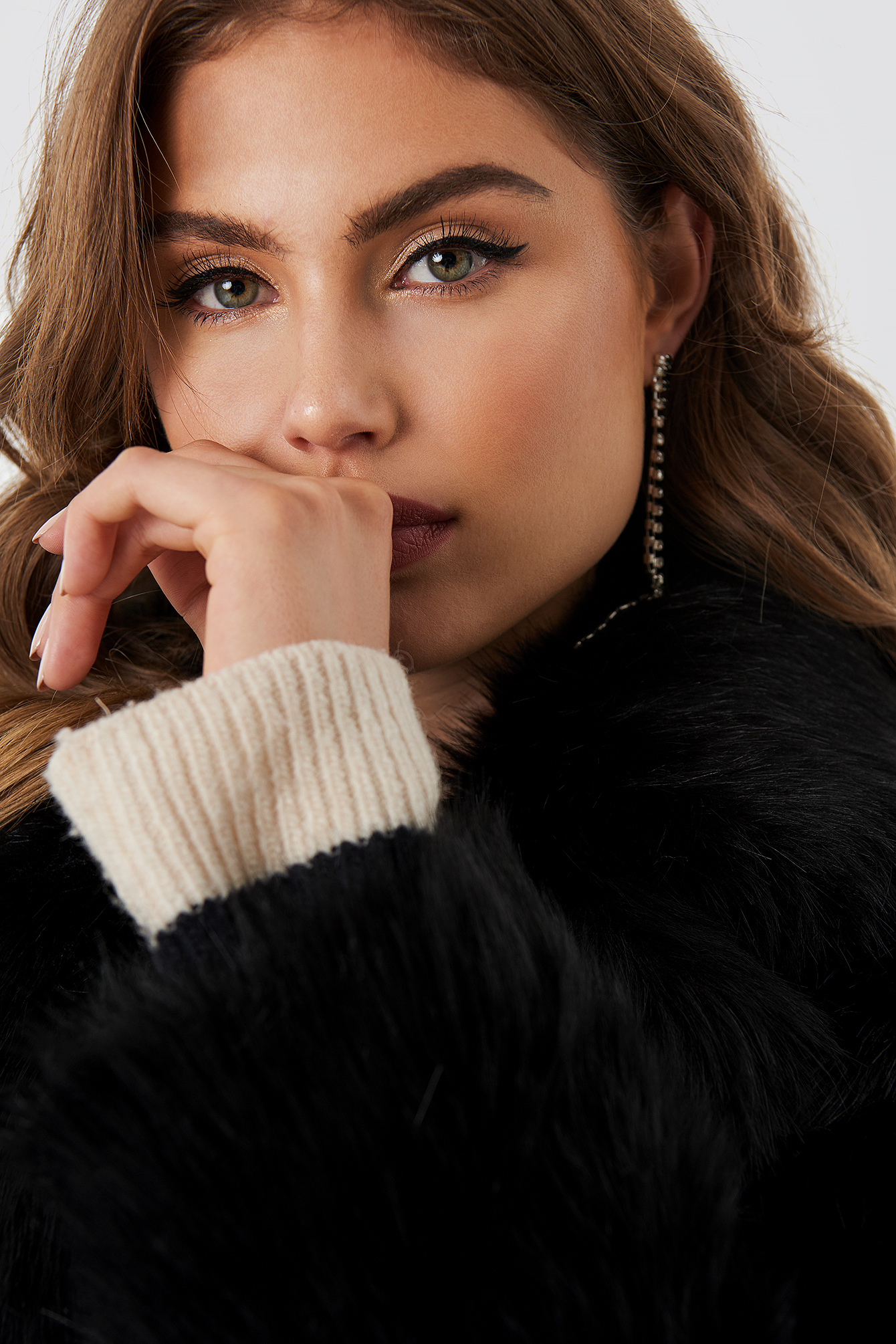 Faux Fur Collar Long Jacket NAKDLOUNGE.COM