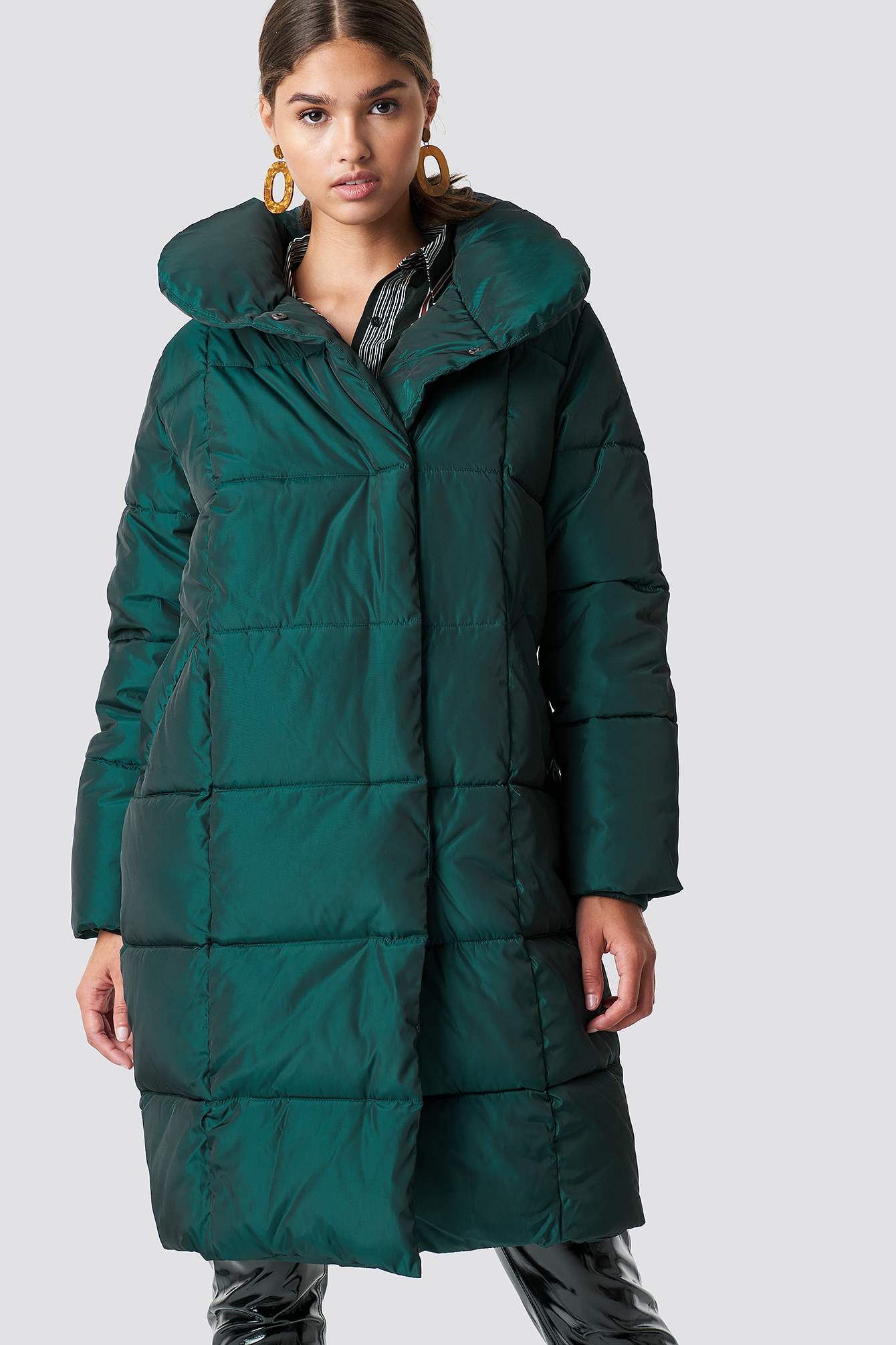 Shawl Collar Shiny Padded Jacket NAKDLOUNGE.COM