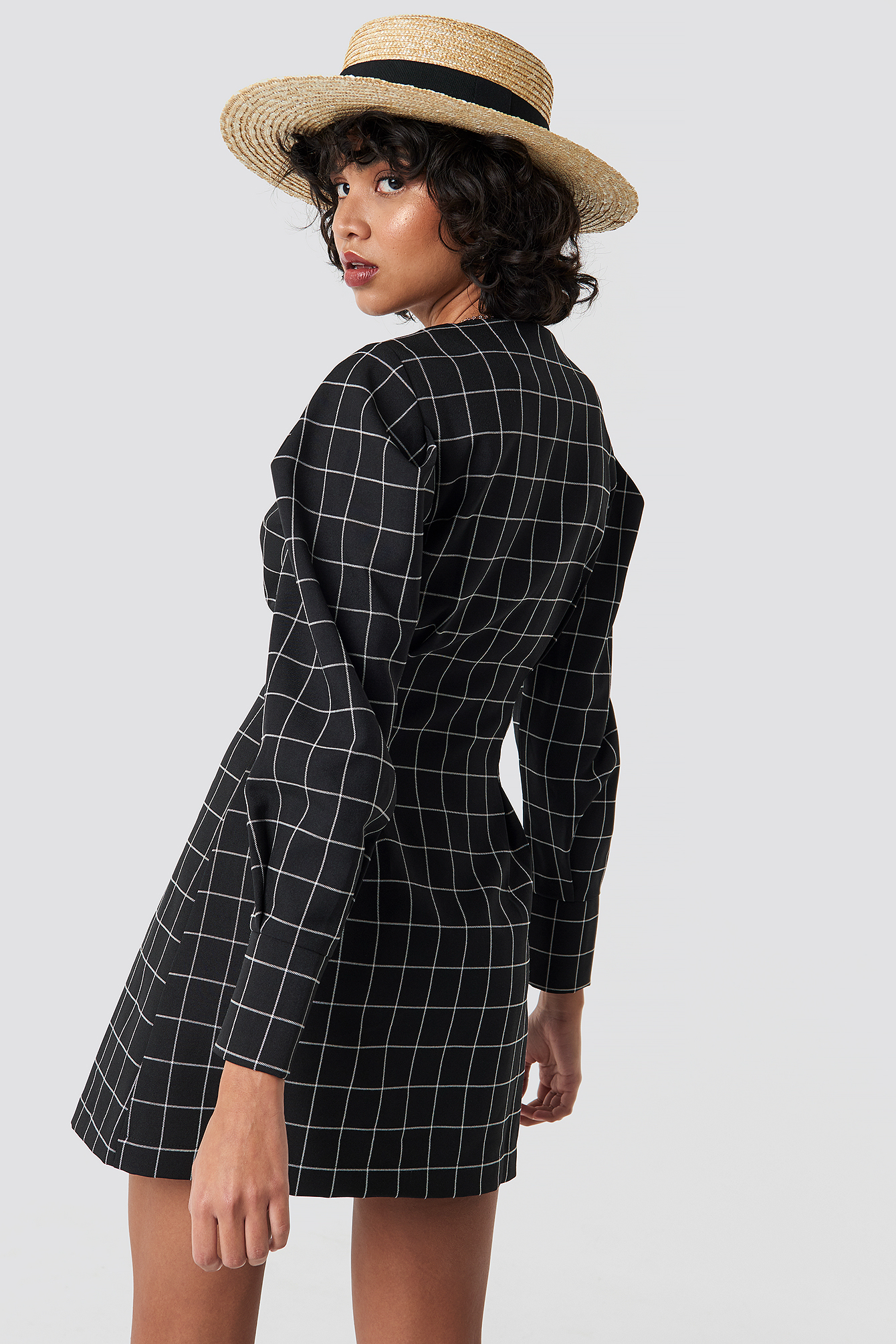 Balloon Sleeve Big Check Blazer Dress NAKDLOUNGE.COM