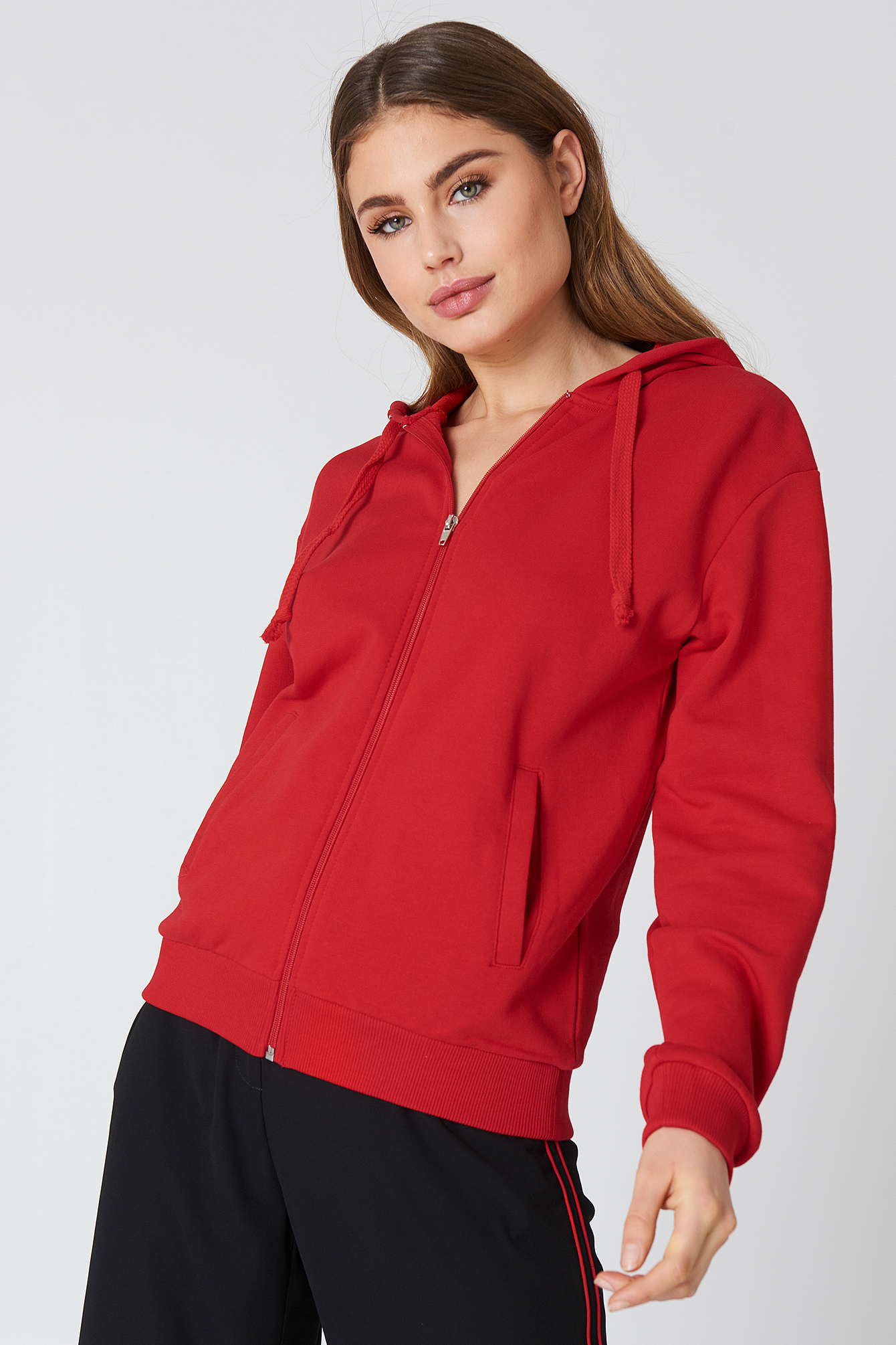 Basic Zipped Hoodie NAKDLOUNGE.COM