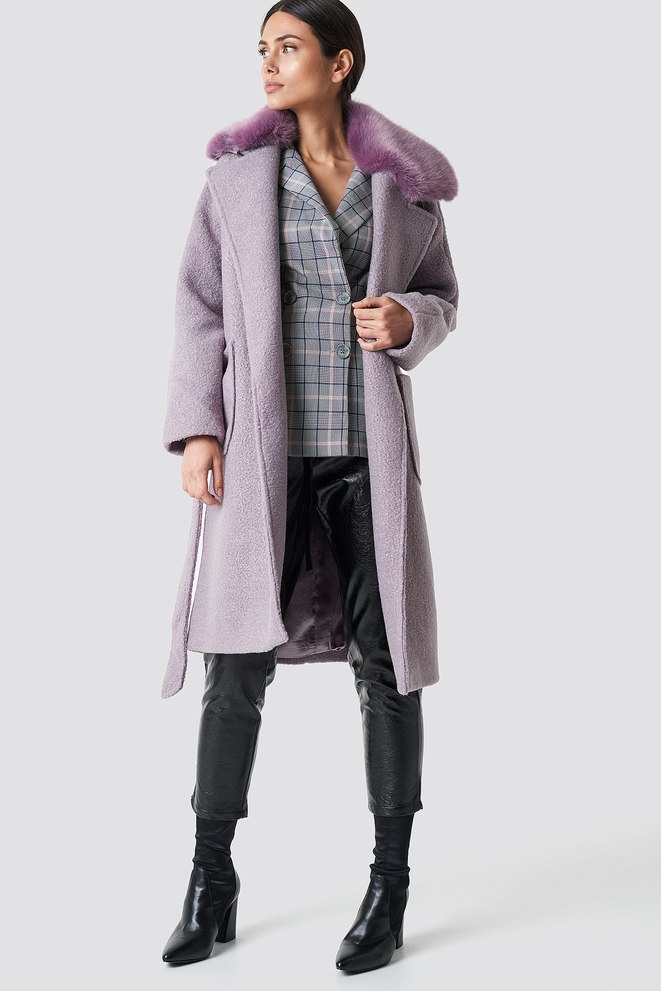 Big Faux Fur Collar Coat NAKDLOUNGE.COM