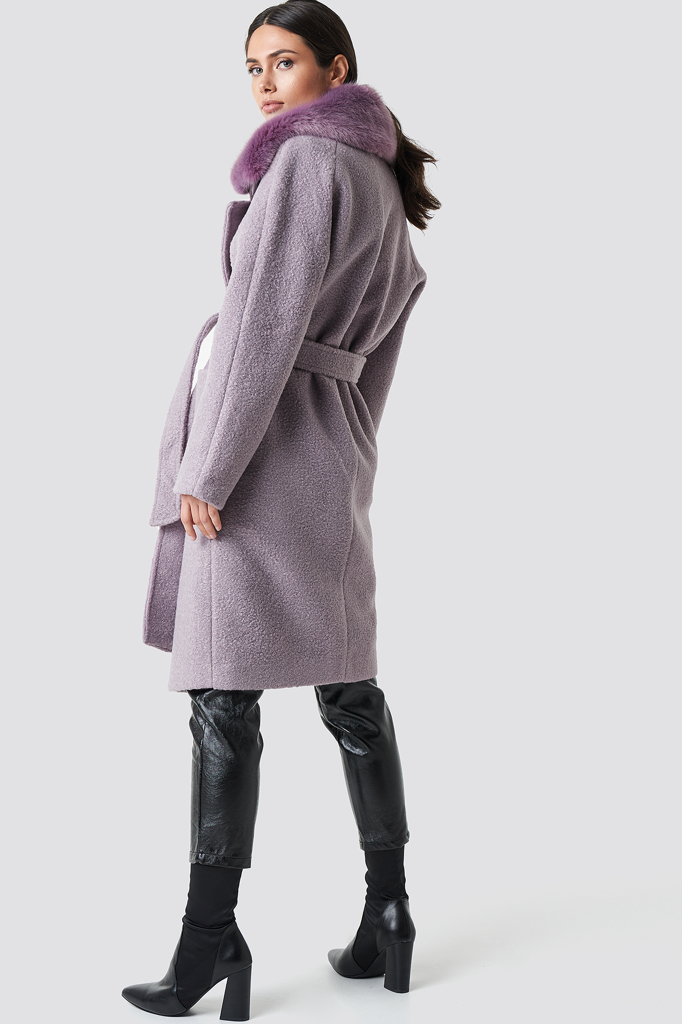 Big Faux Fur Collar Coat NAKDLOUNGE.COM