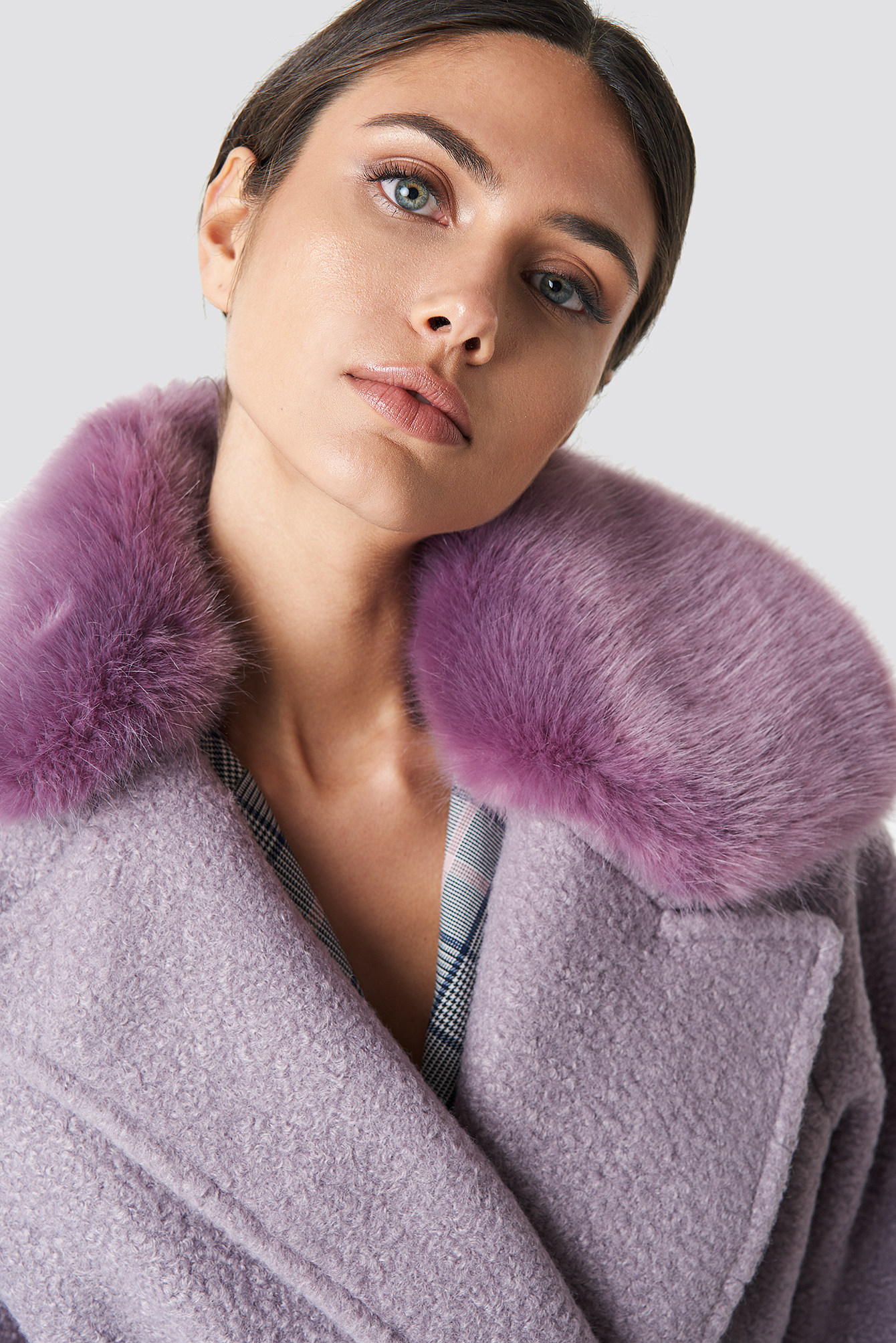 Big Faux Fur Collar Coat NAKDLOUNGE.COM