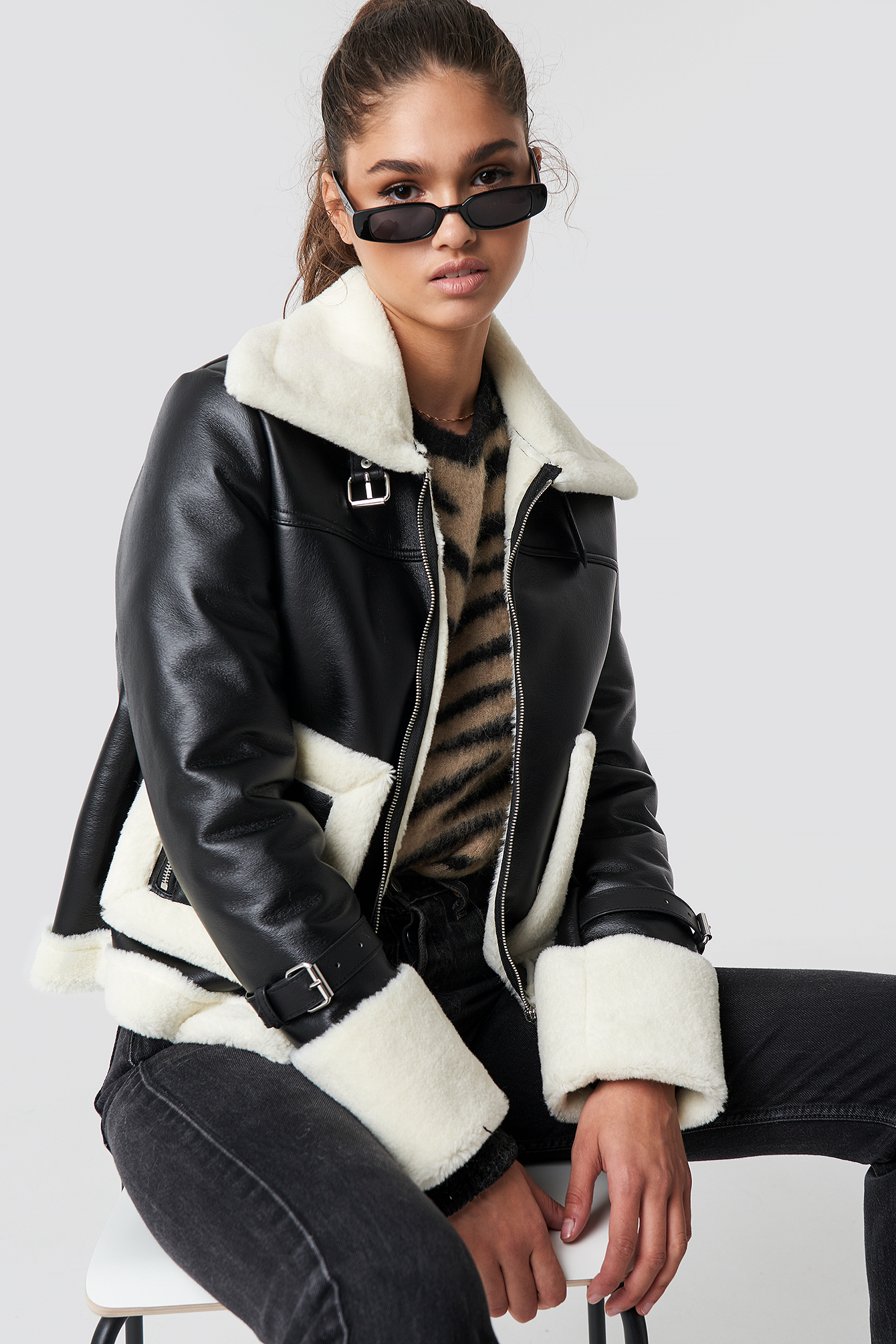 Contrast Bonded Aviator Jacket NAKDLOUNGE.COM
