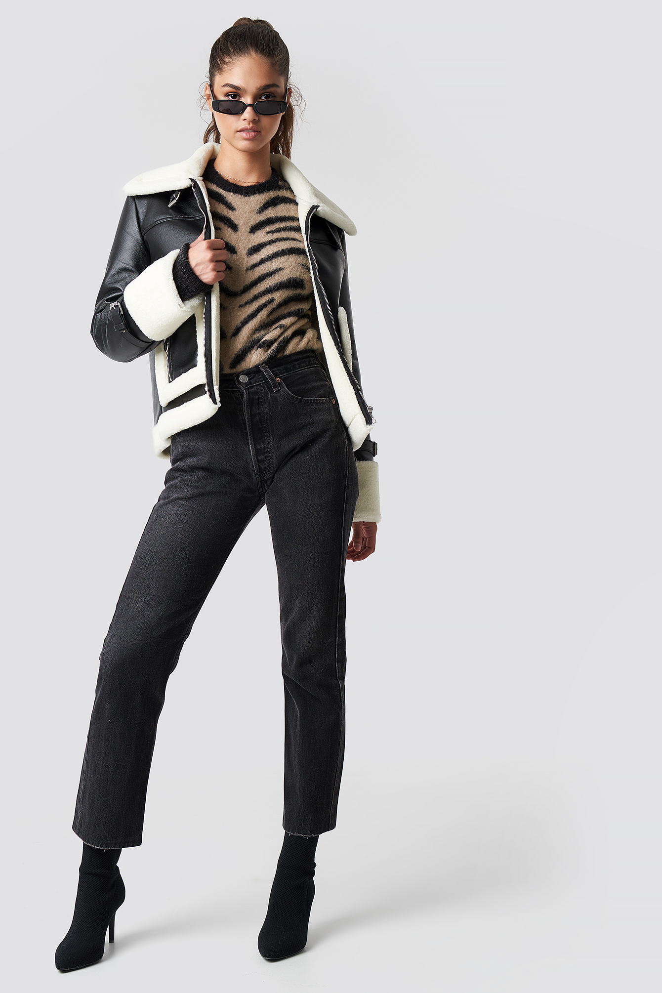 Contrast Bonded Aviator Jacket NAKDLOUNGE.COM