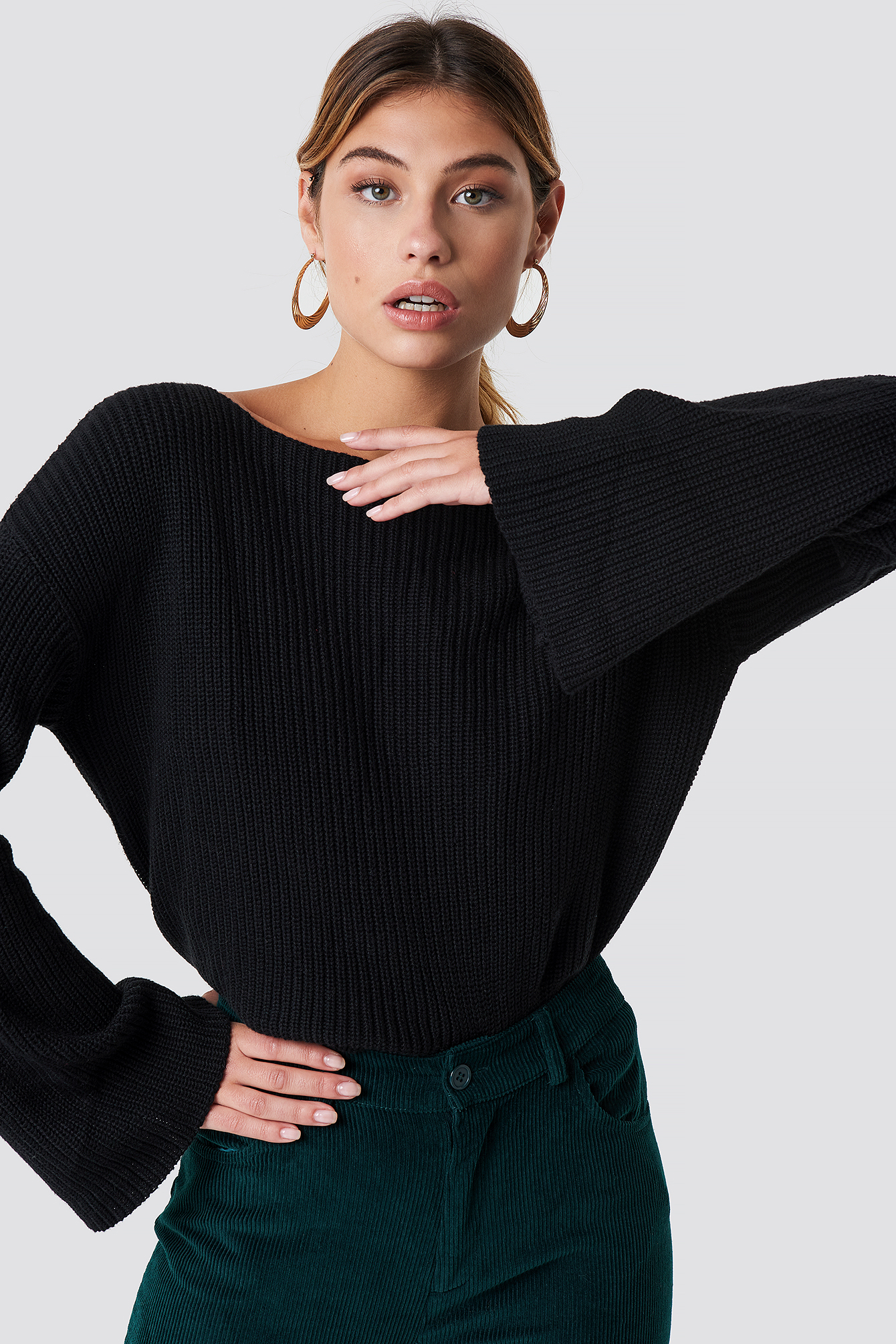Cropped Long Sleeve Knitted Sweater NAKDLOUNGE.COM