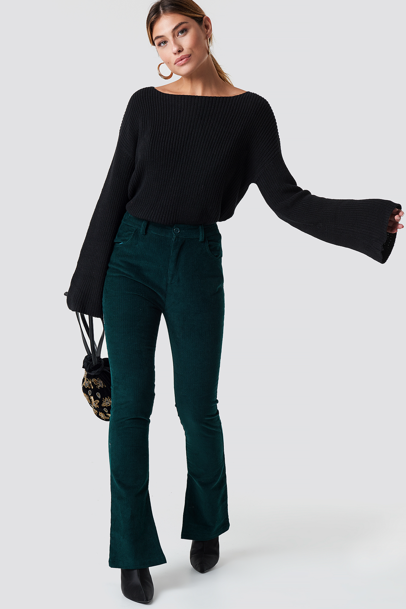 Cropped Long Sleeve Knitted Sweater NAKDLOUNGE.COM