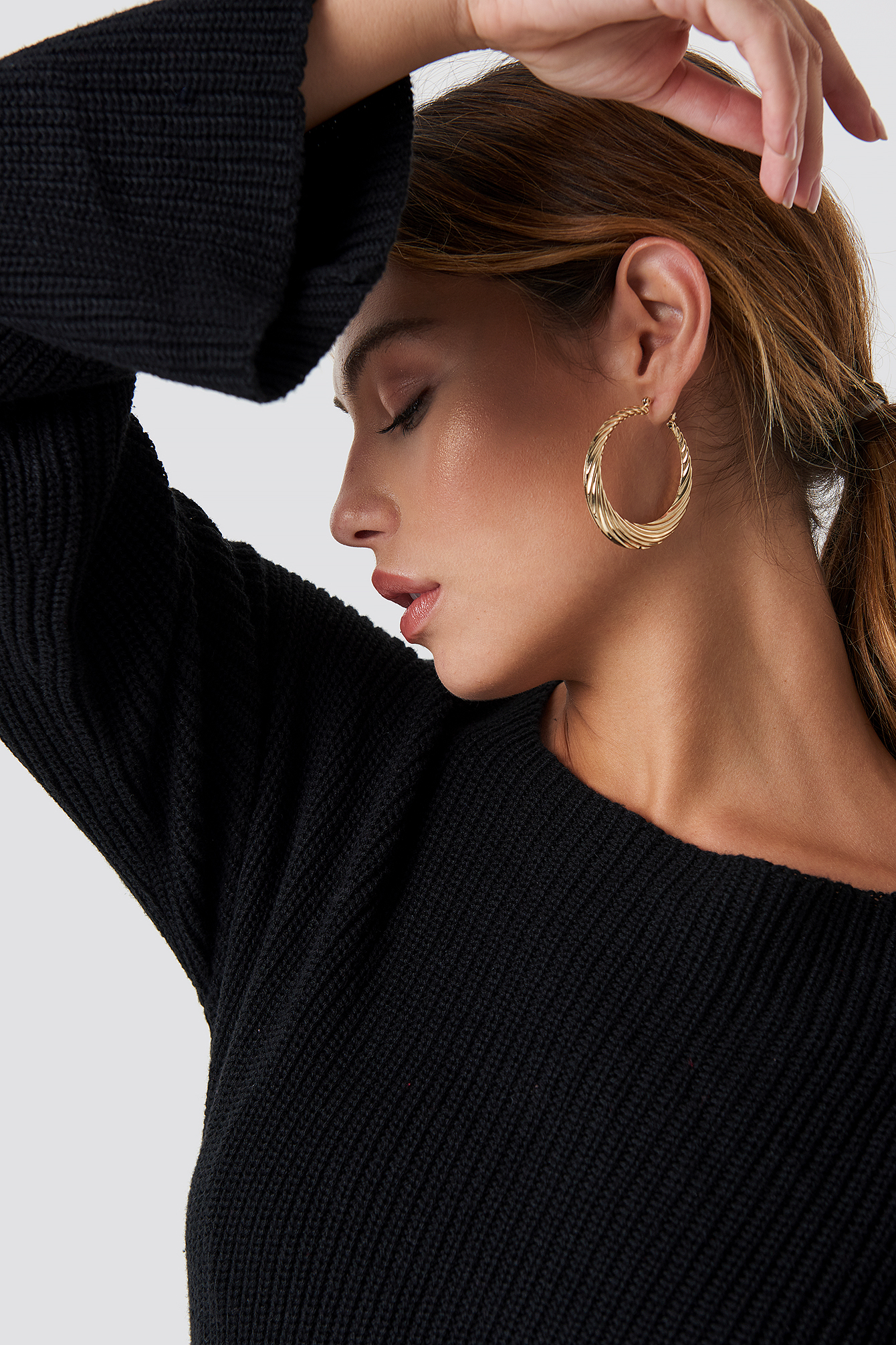 Cropped Long Sleeve Knitted Sweater NAKDLOUNGE.COM