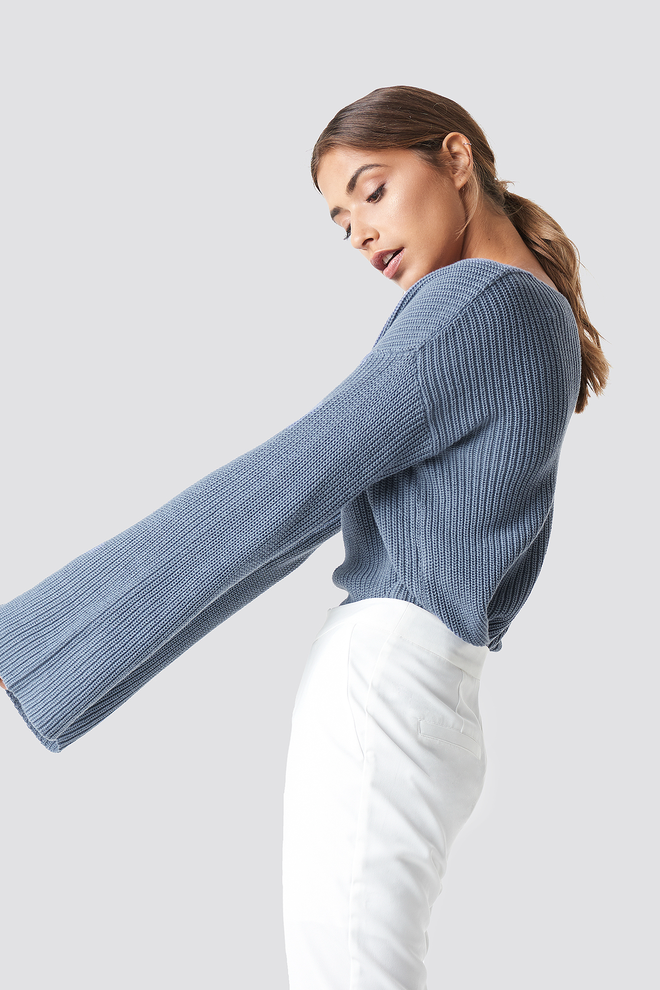 Cropped Long Sleeve Knitted Sweater NAKDLOUNGE.COM