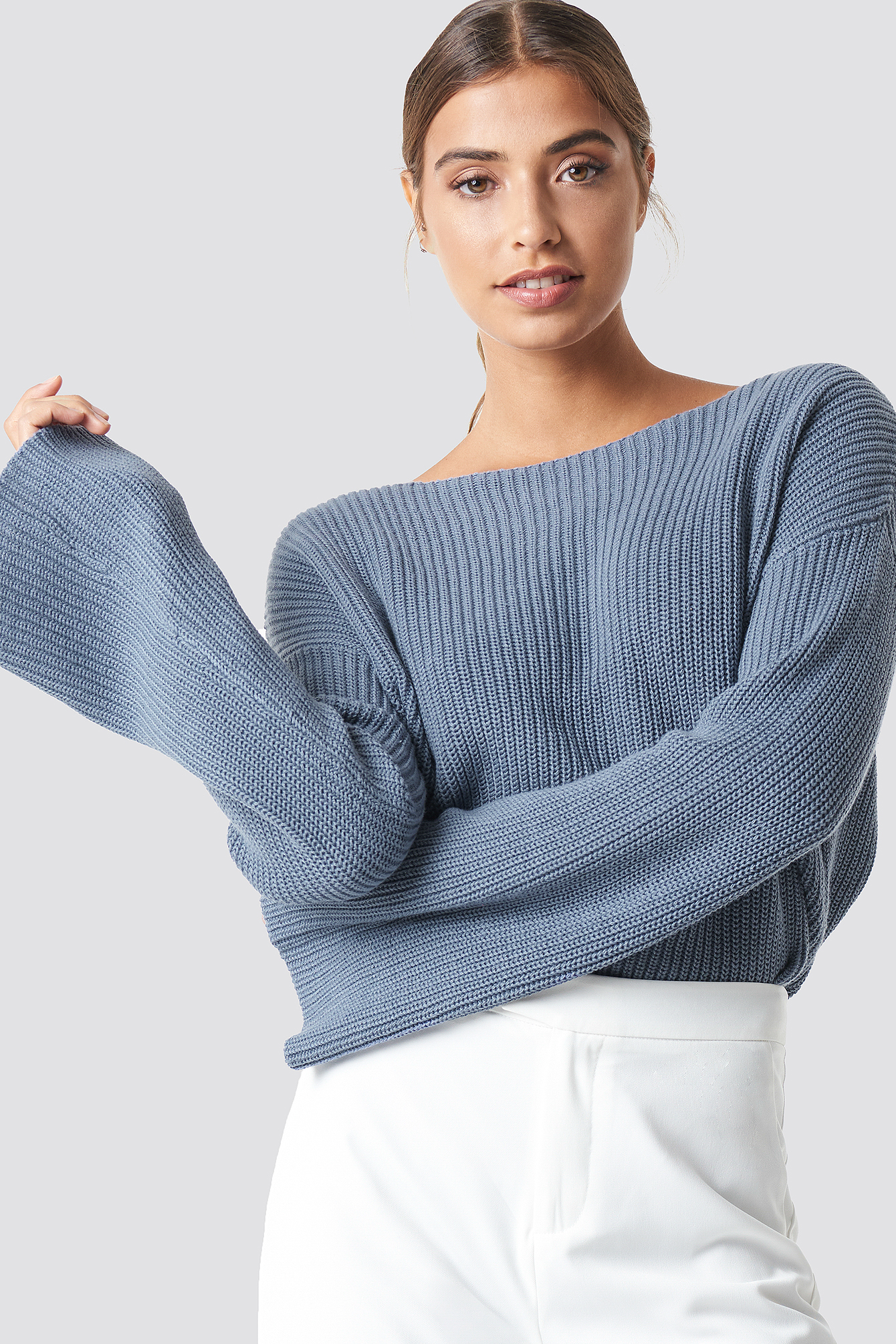 Cropped Long Sleeve Knitted Sweater NAKDLOUNGE.COM
