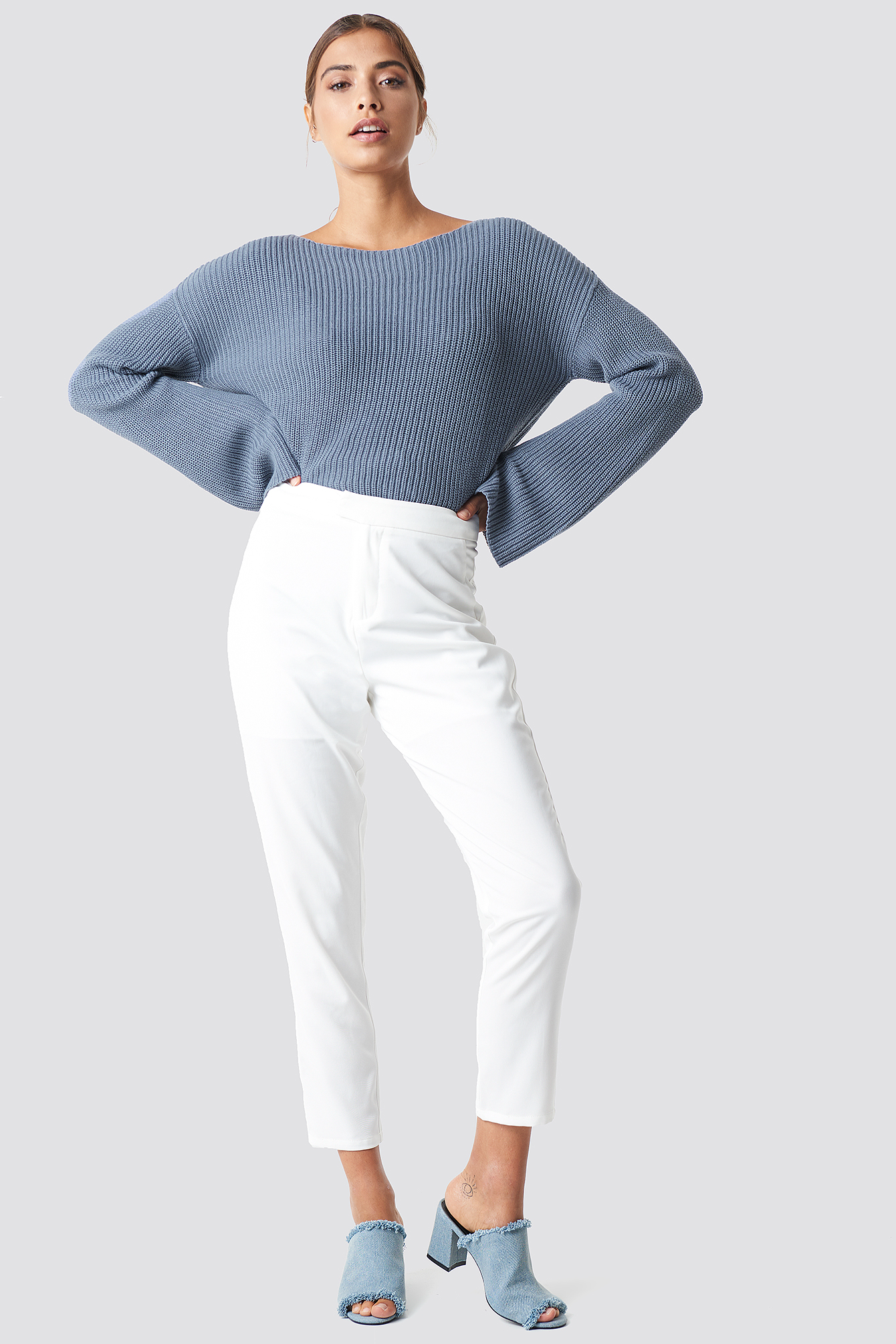 Cropped Long Sleeve Knitted Sweater NAKDLOUNGE.COM