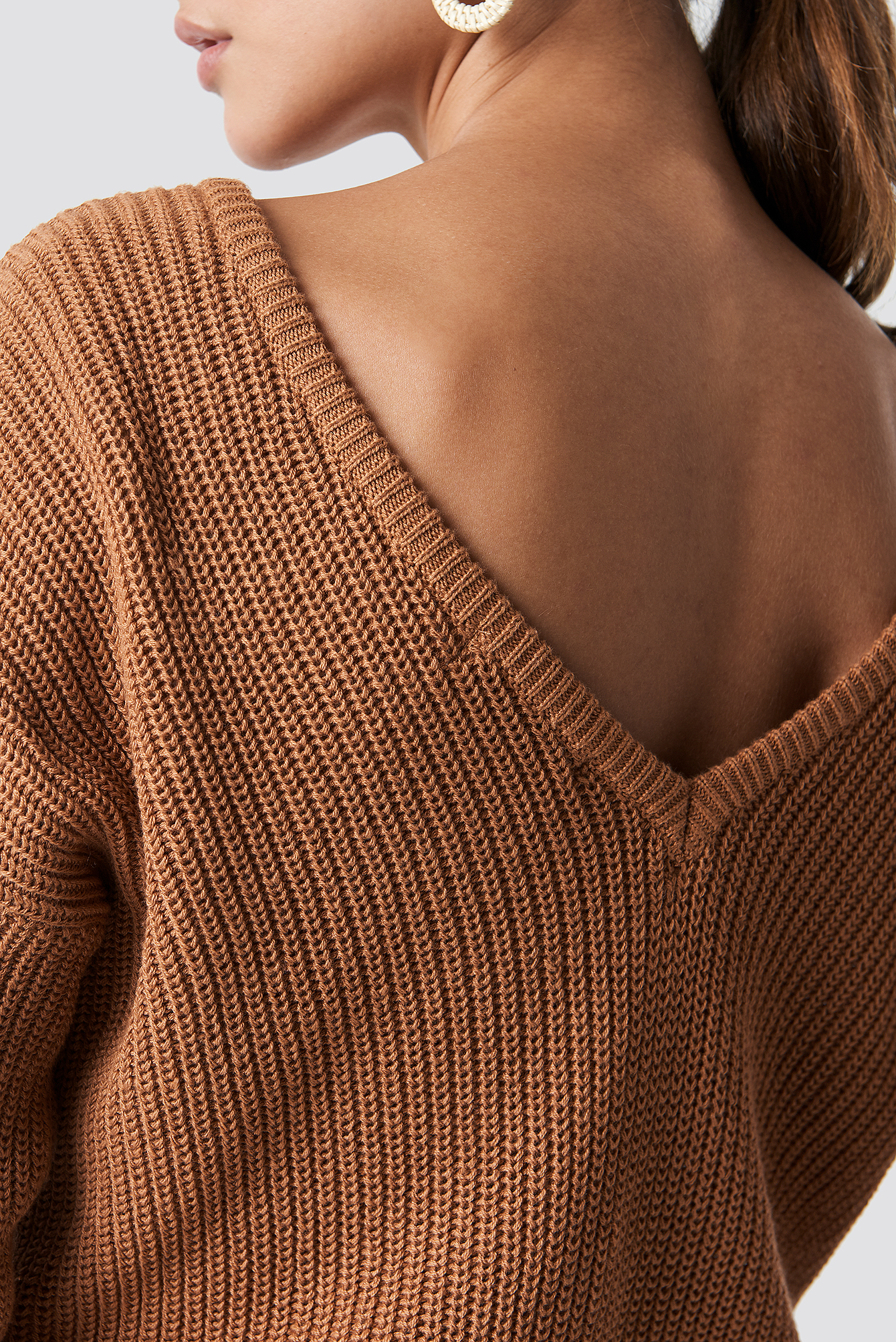 Knitted Deep V-neck Sweater NAKDLOUNGE.COM