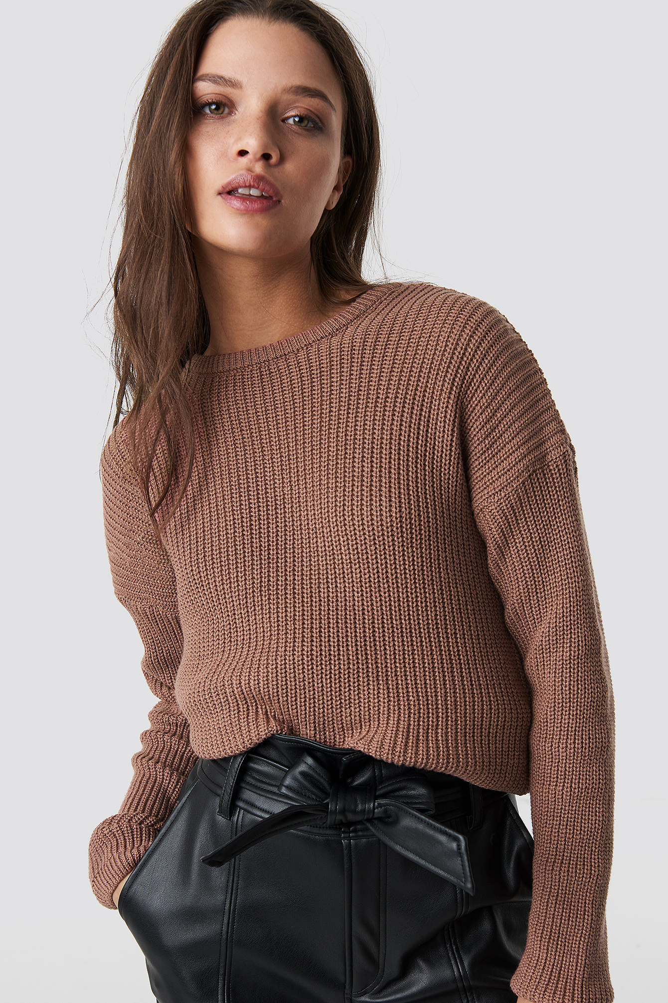 Knitted Deep V-neck Sweater NAKDLOUNGE.COM